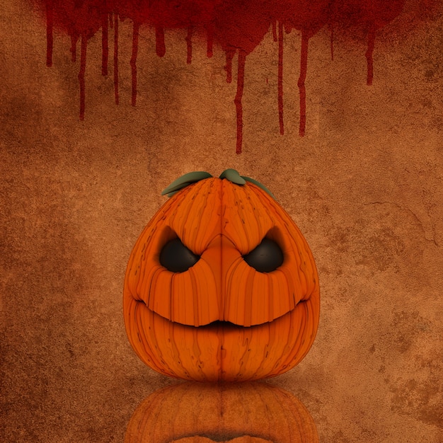 Free photo grunge halloween background with spooky pumpkin