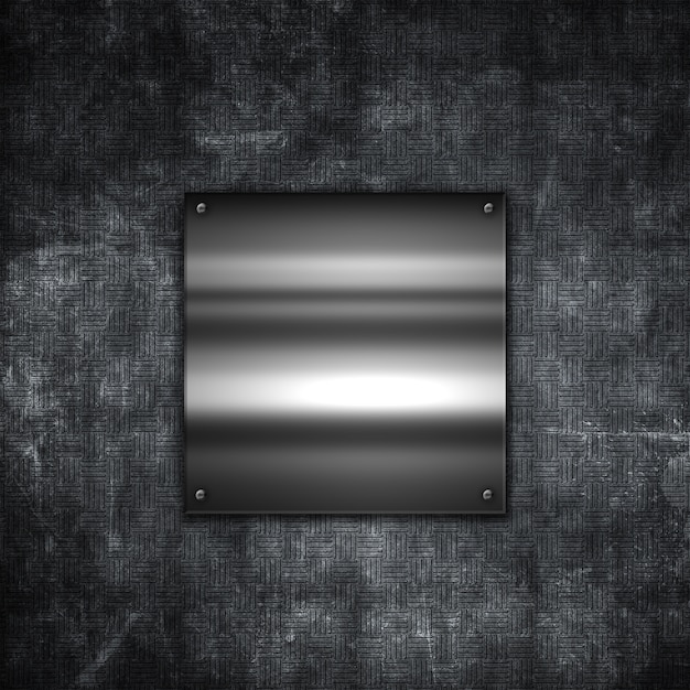Free photo grunge metal background with a shiny metallic plate