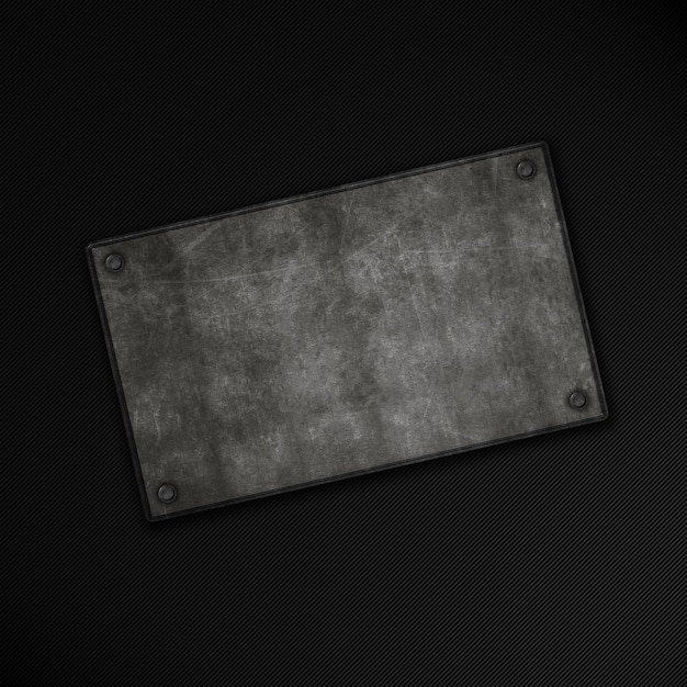 Grunge metal plate on a carbon fibre background