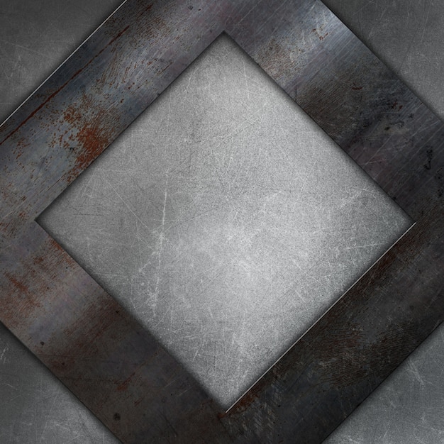 Grunge metal texture with a square