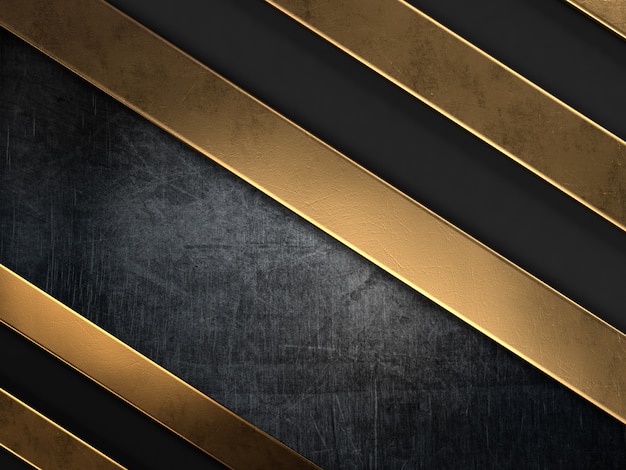 Free photo grunge style background with gold metal stripes