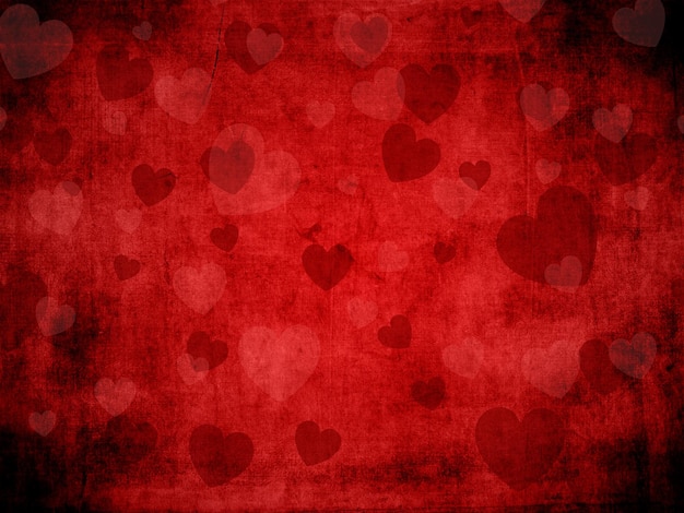 Grunge style Valentines Day background with hearts design