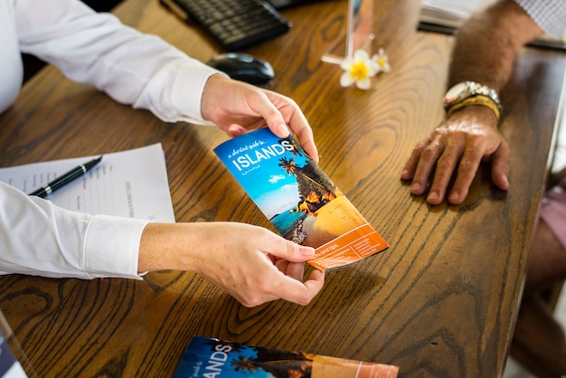 Free photo guest booking a tour at a hotel