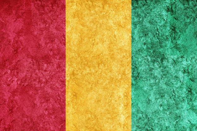 Guinea metallic flag, textured flag, grunge flag