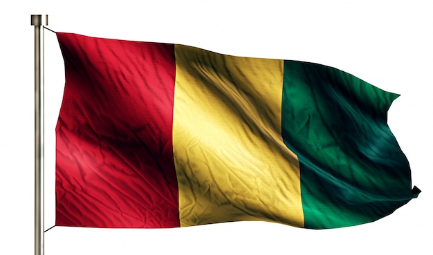 Бесплатное фото Национальный флаг гвинеи, изолированных на белом фоне