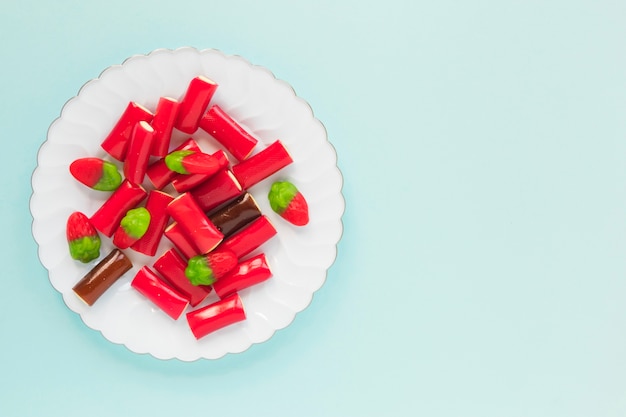 Gummies on white plate