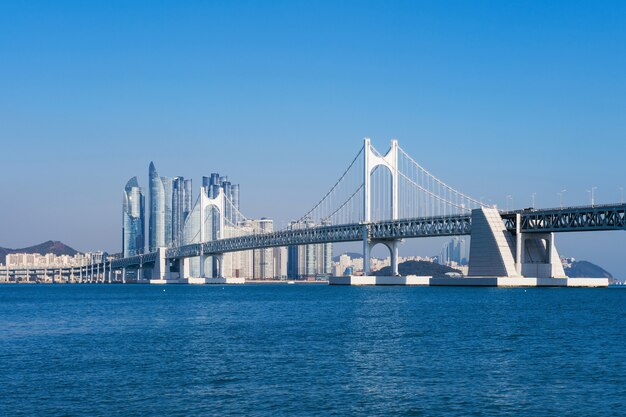 Gwangan bridge and Haeundae in Busan,Korea