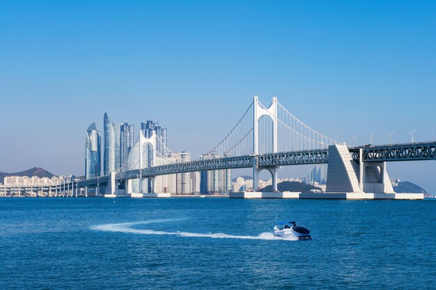 Gwangan bridge and Haeundae in Busan,Korea