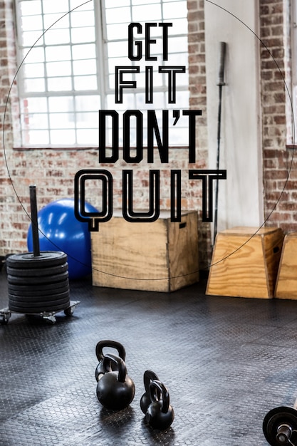 Free photo gym with motivational phrase