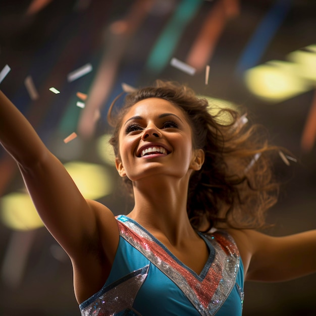 Free photo gymnast getting ready for competition