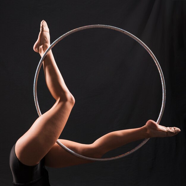 Gymnast using the hoop