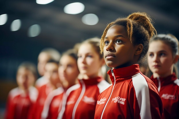 Free photo gymnasts getting ready for competition