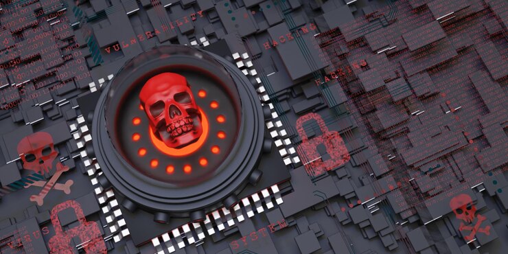 Free Photo hacked system dark background 3d illustration