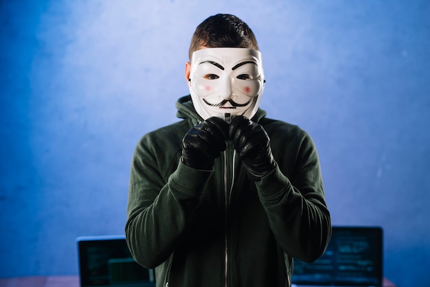 Hacker with anonymous mask