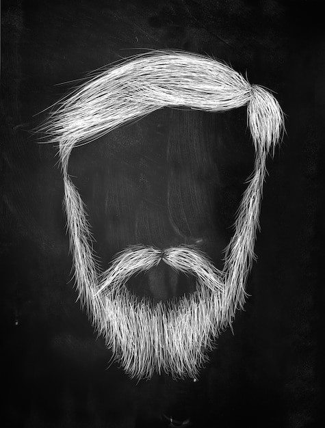 Hair, mustache, Heavy Beard on blackboard