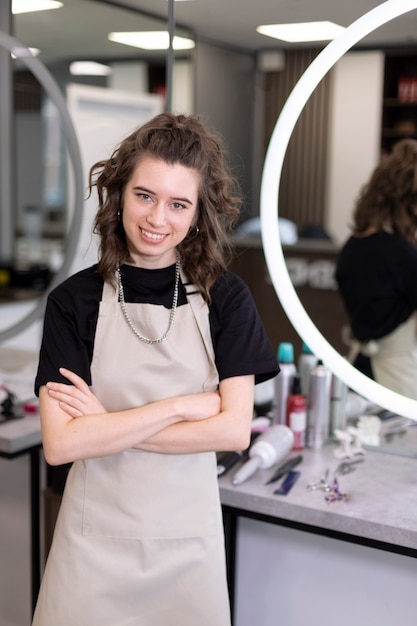 Hairdresser getting ready for client