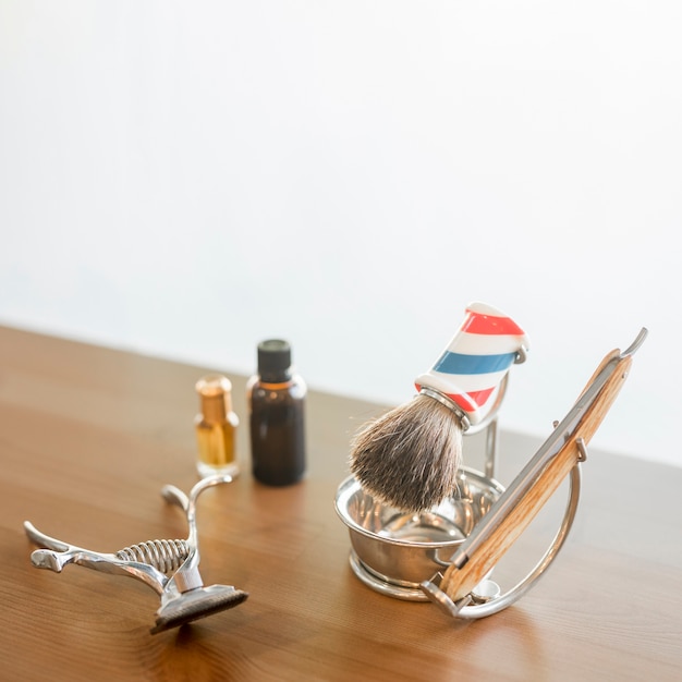 Hairdressers instruments on desk