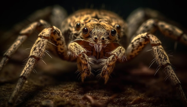 Free photo hairy spider leg in extreme generated by ai