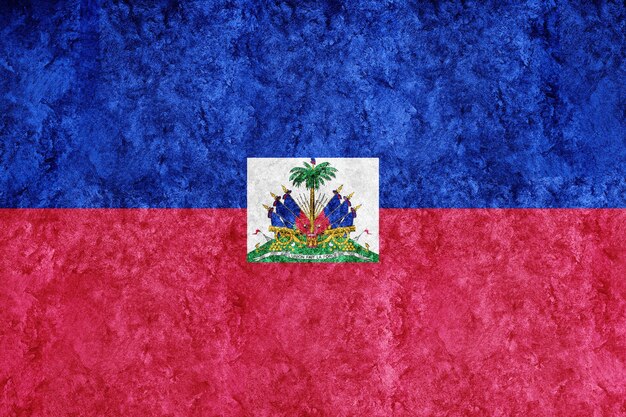 Металлический флаг Гаити, текстурированный флаг, гранж-флаг
