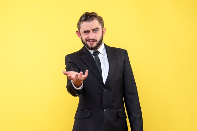 Half body portrait of young man questioning about something