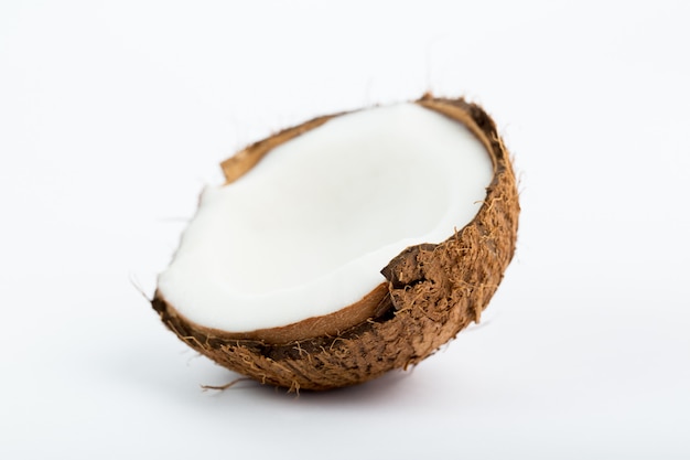 Half coconut fresh ripe isolated