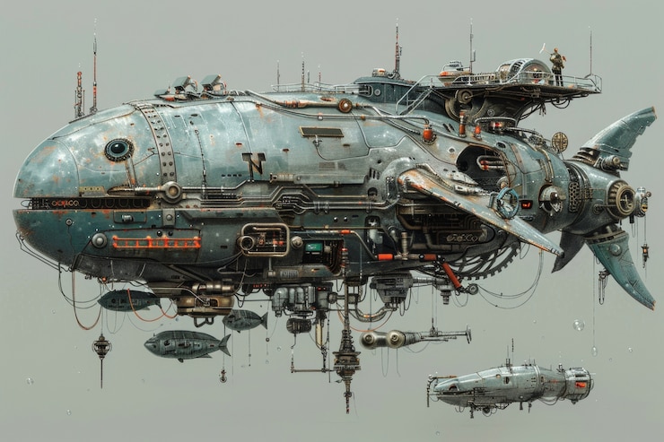 Free Photo half whale half-robot in fantasy style