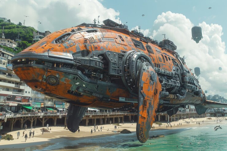 Free Photo half whale half-robot in fantasy style
