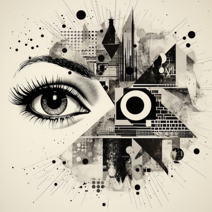 Free Photo halftone monochrome collage