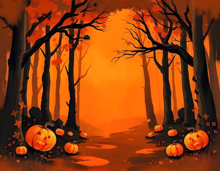 Free Photo halloween background of haunted forest