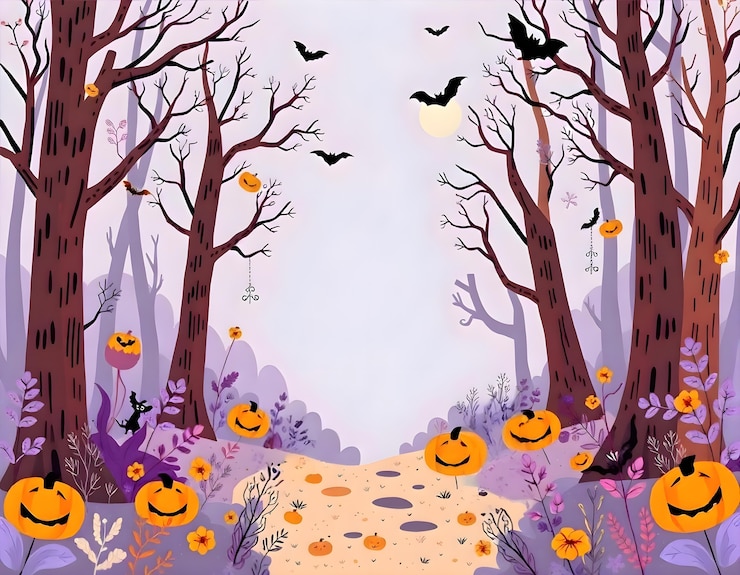 Free Photo halloween background of haunted forest