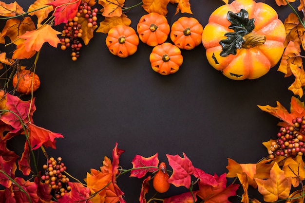 Halloween background with autumn leaves