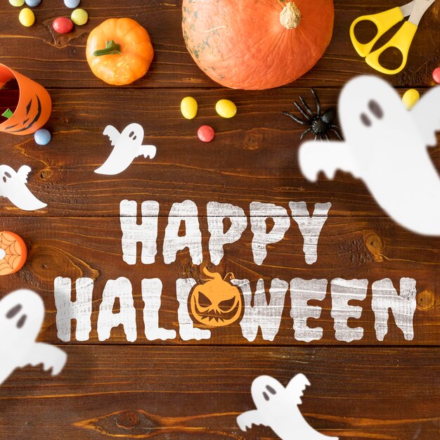 Halloween banner with ghosts
