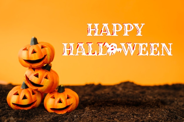 Foto gratuita banner di halloween con le zucche