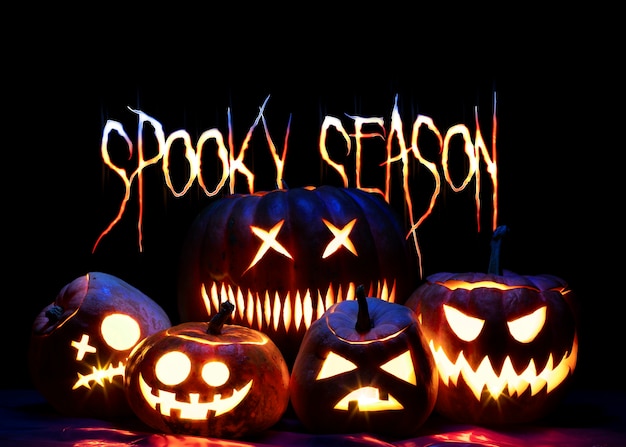 Halloween banner with spooky pumpkins