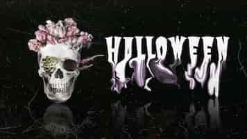 Free photo halloween banner with spooky skull