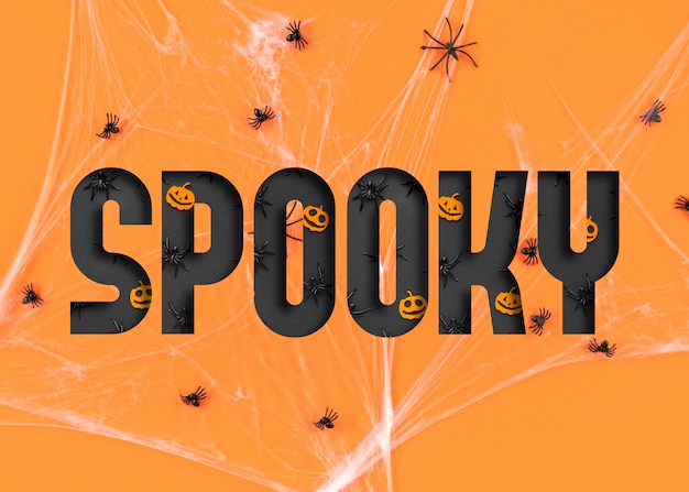 Halloween banner with spooky spiders