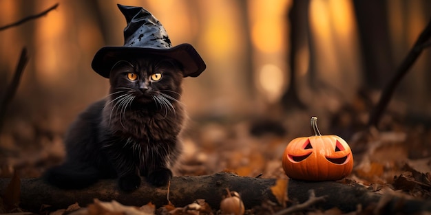 Free photo halloween black cat background