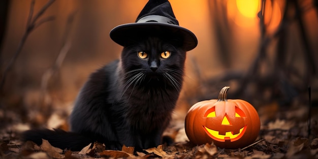 Foto gratuita poster di gatto nero di halloween