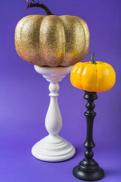 Halloween colourful pumpkins on mounts