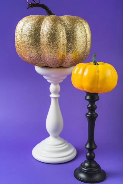 Halloween colourful pumpkins on mounts