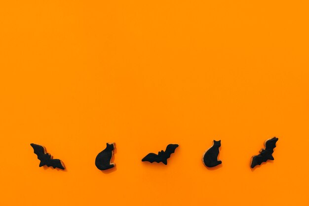 Halloween composition with animal cookies