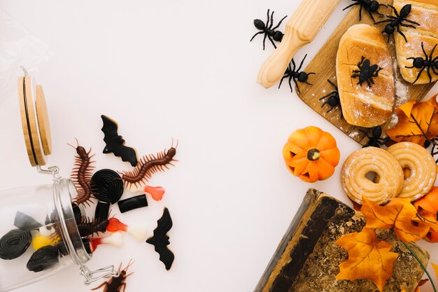 Halloween composition with bread