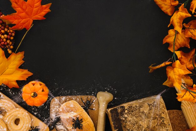 Halloween composition with circular space