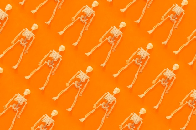 Halloween composition with skeleton pattern