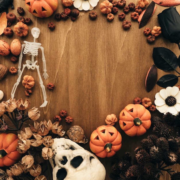 Foto gratuita concetto di halloween con spazio circolare