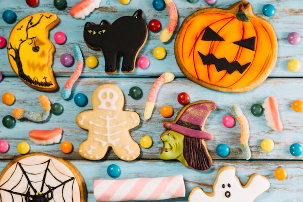 Halloween cookies and candies