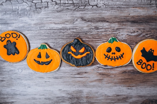 Halloween decorated homemade ginger cookies