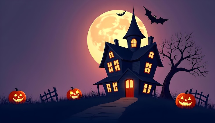 Free Photo halloween haunted landscape illustration