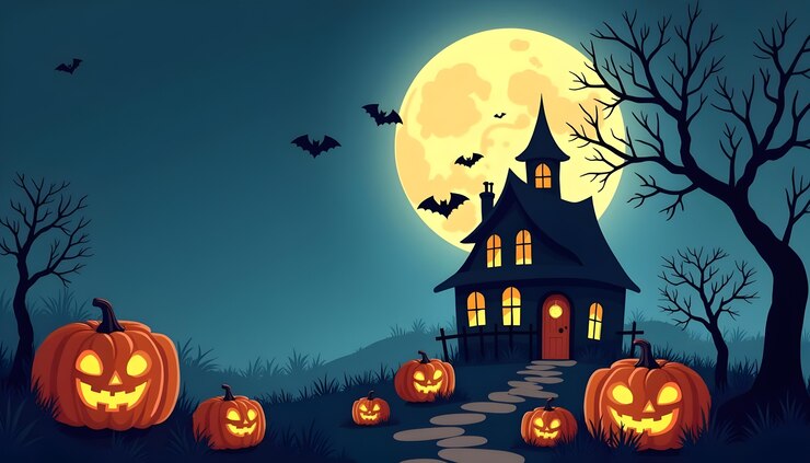 Free Photo halloween haunted landscape illustration