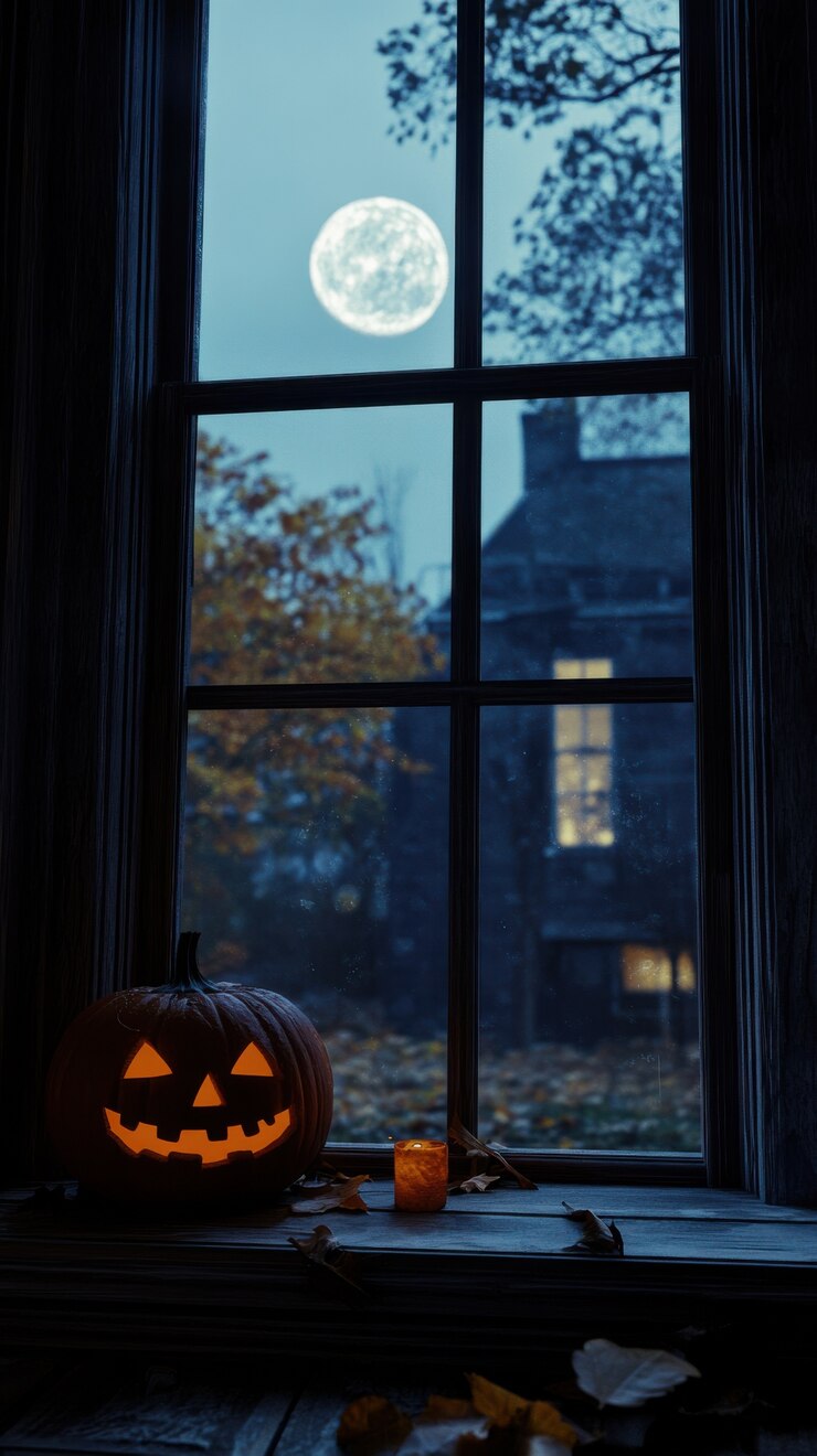 Free Photo halloween landscape with pumpkin and dark style